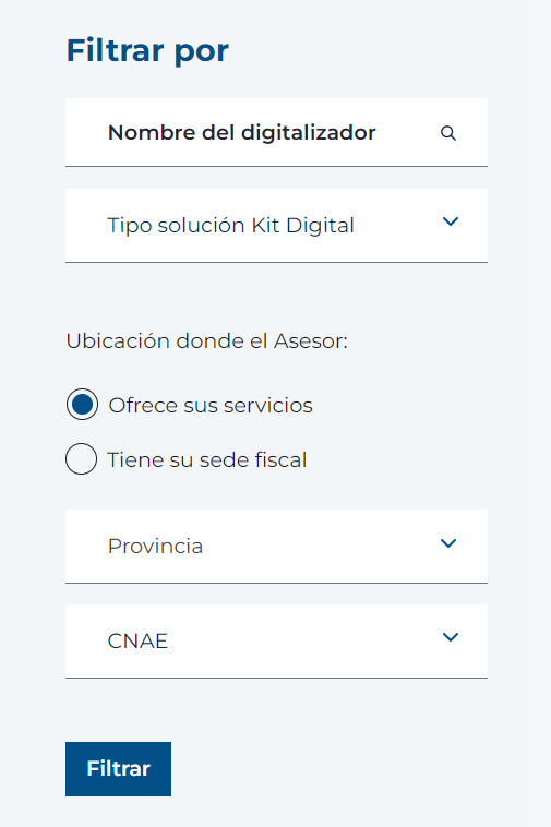 Listado de proveedores del kit consulting